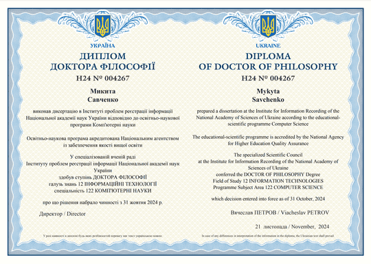 Dr. Nikita Savchenko – Officially a PhD!