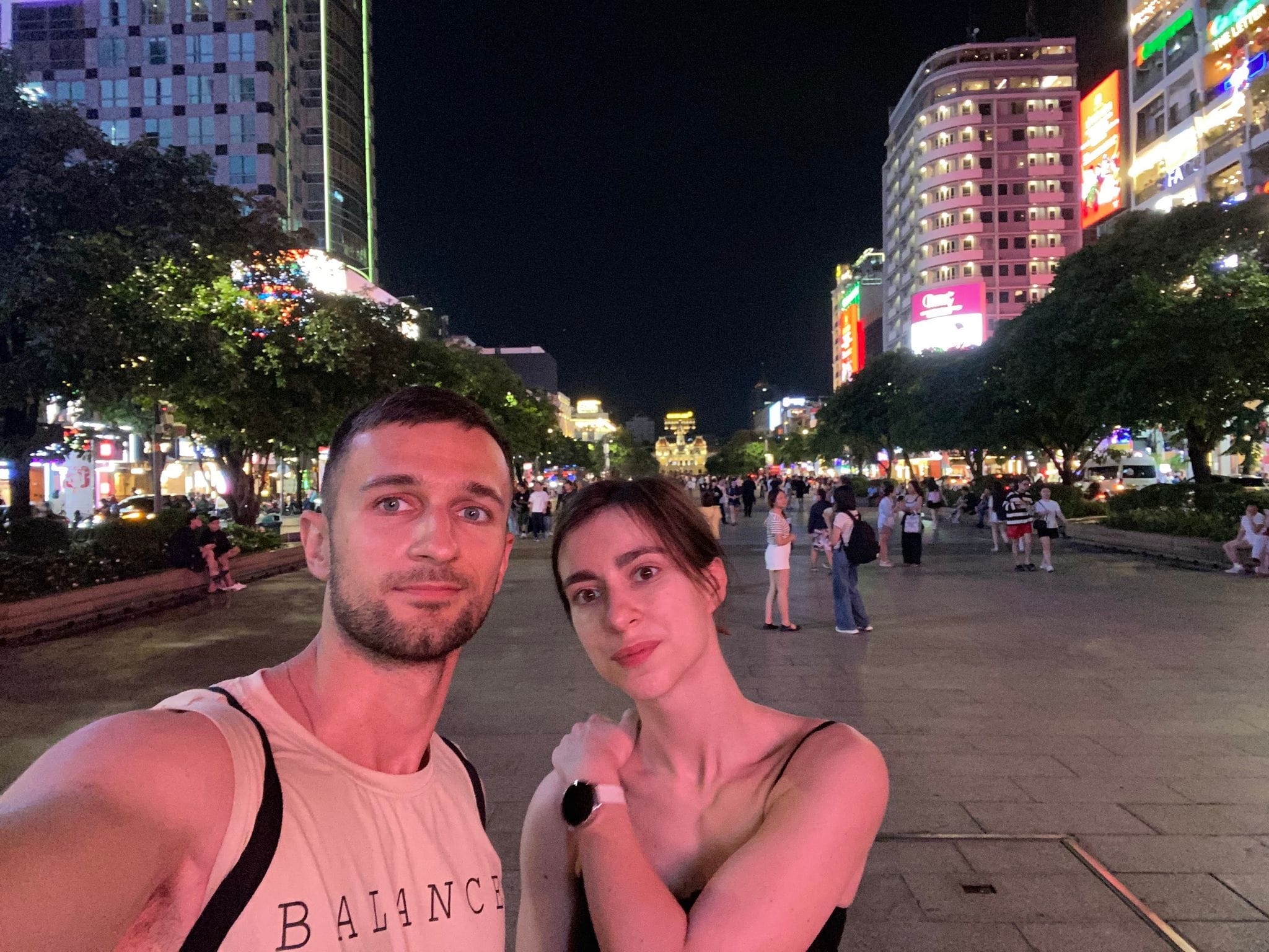 Nguyen Hue walking street in Ho Chi Minh City at night