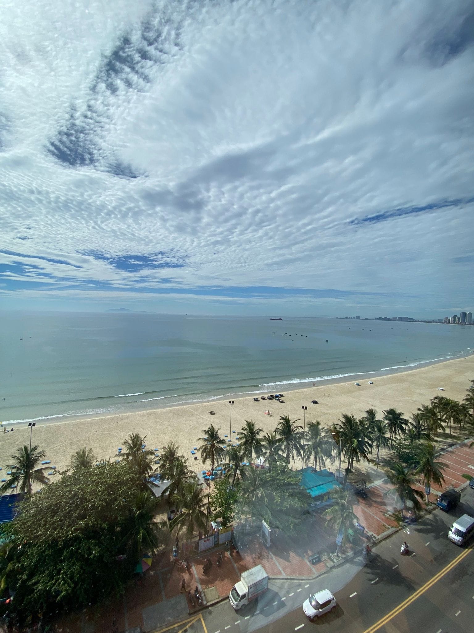 Morning view of My Khe beach from our Da Nang hotel room