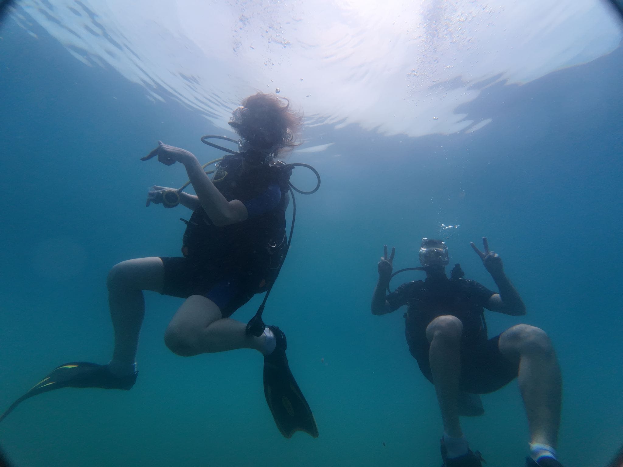 Our first dive in Da Nang, both instructors in shallow water