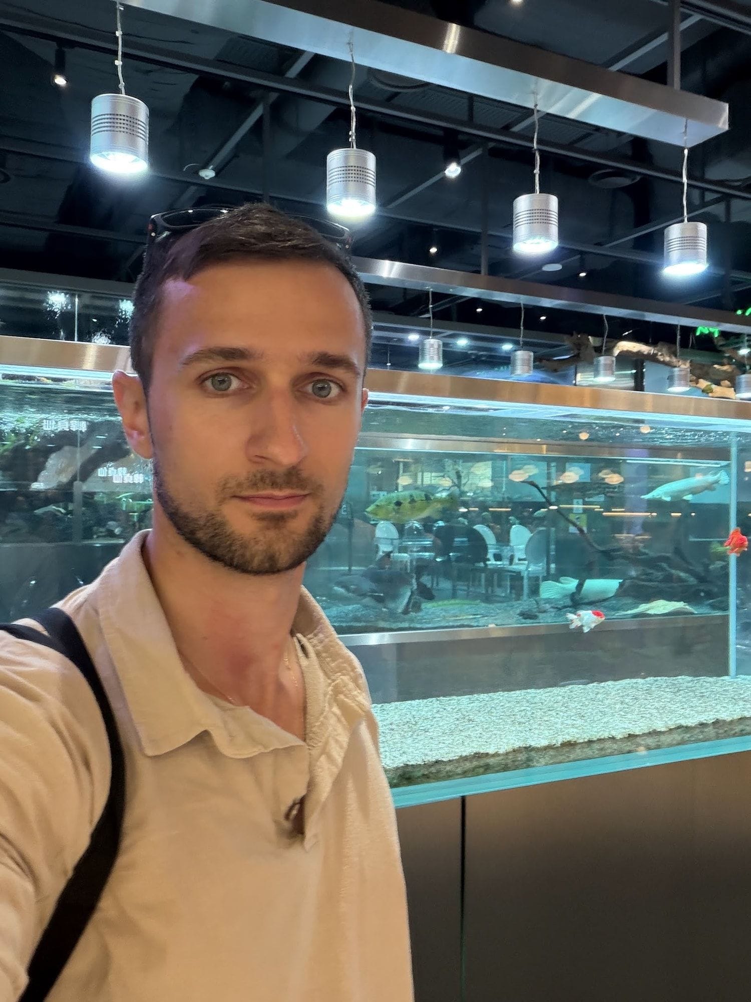 Me at the aquarium restaurant in Lotte World