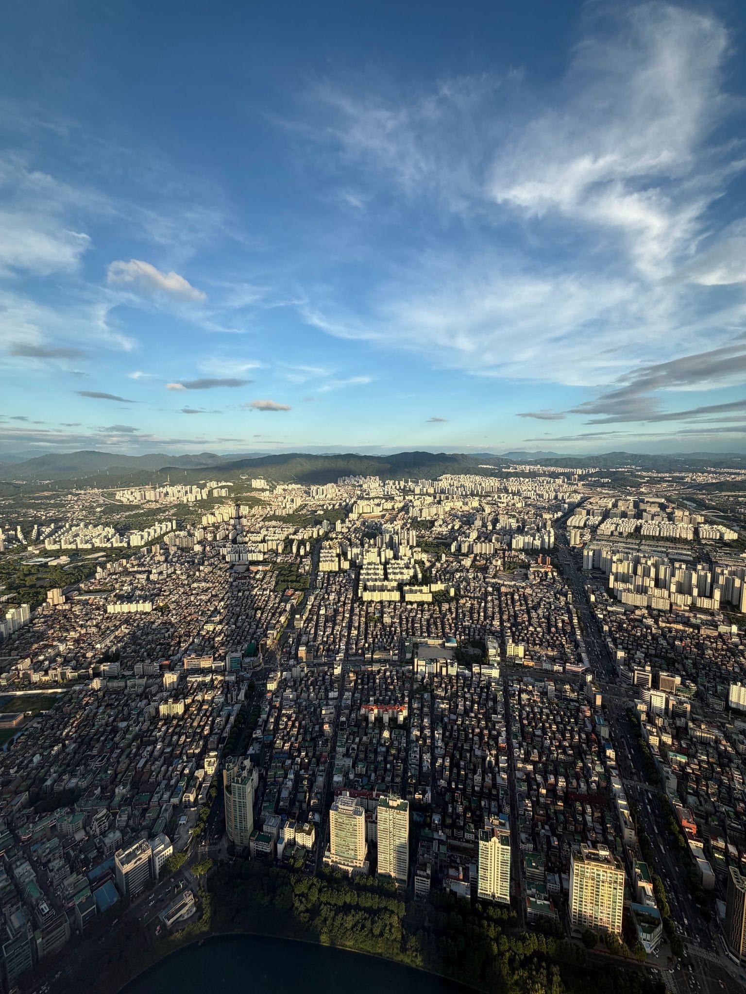 Seoul from the Seoul Sky observatory in Lotte World Tower before sunset