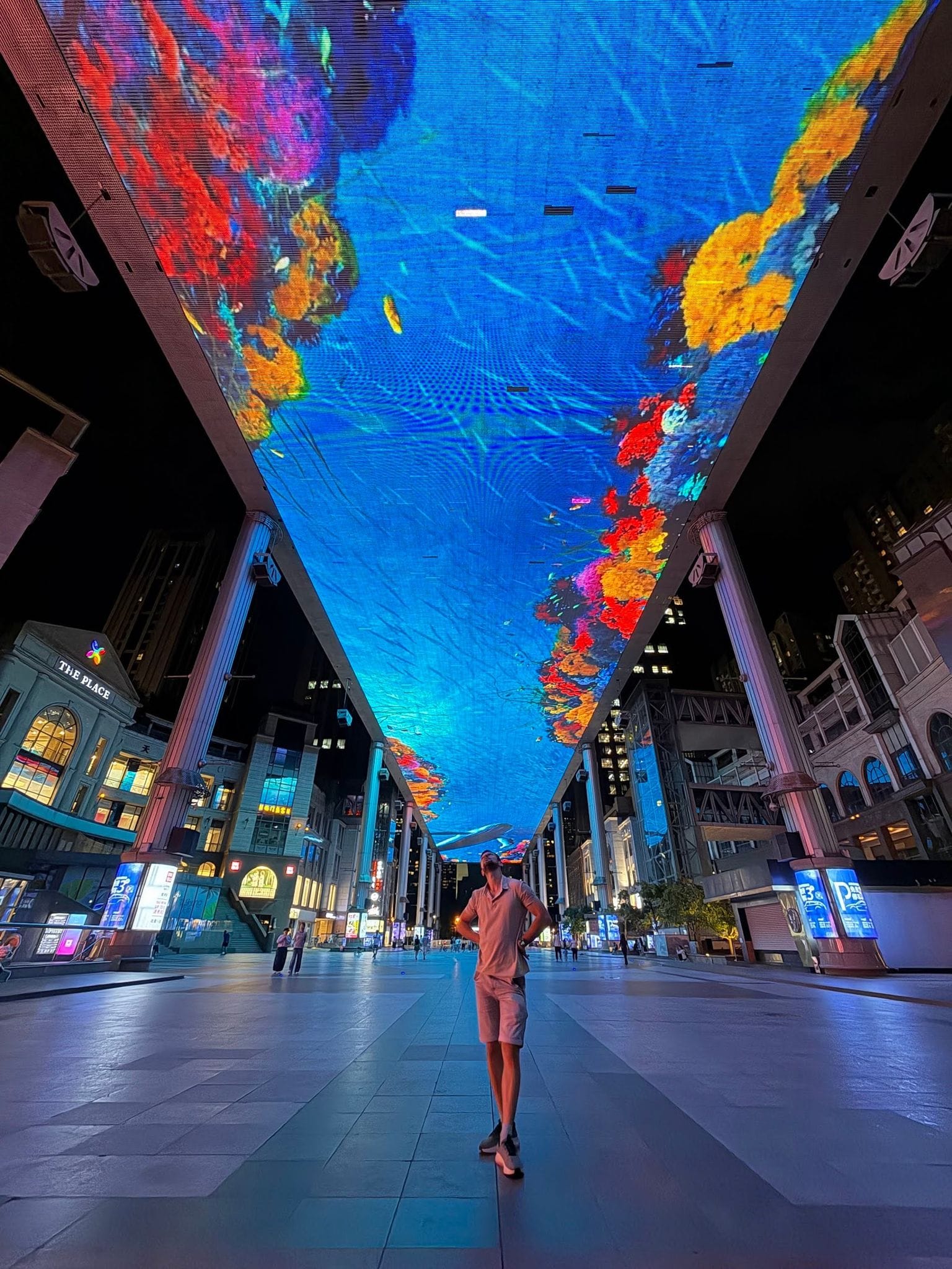 The LED sky screen over The Place mall in Beijing's CBD